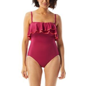 Coco Contours Womens  Agate Ruffle Bandeau One-Piece